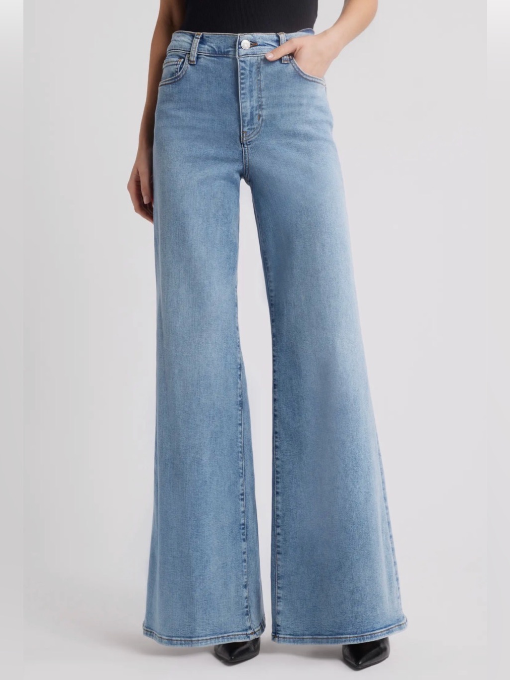 Frame Le Palazzo Jeans 30 Lark High Rise Wide Leg Light Wash Denim Lpp814